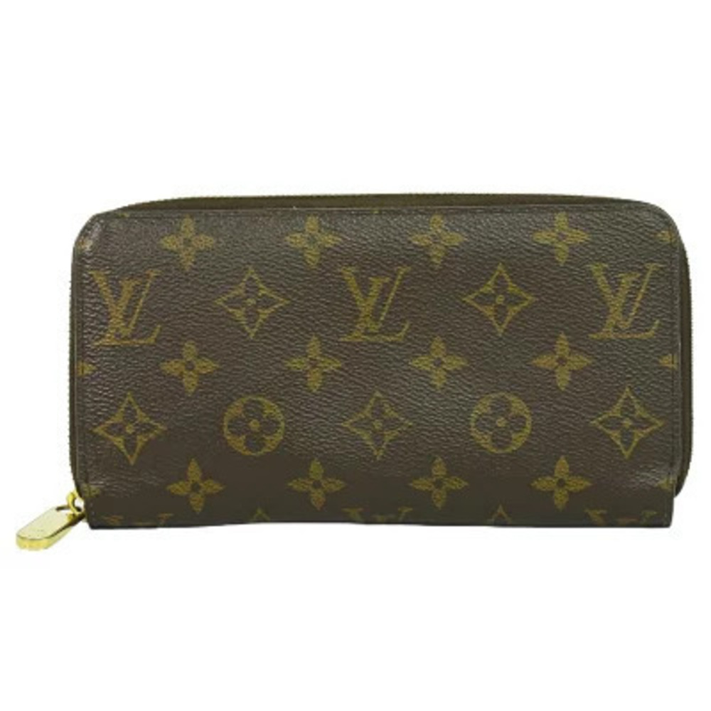Louis Vuitton LV Zippy Wallet Monogram Round Zipper Long Canvas Leather Brown